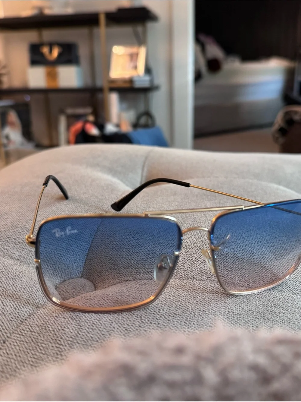 Ray-Ban Blue Gradient Lenses with Gold Frame Sunglasses & Case